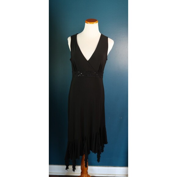 VTG Y2K 90s PerSeption Asymmetrical Sequin Dress Black Whimsigoth Fairy  Grunge L